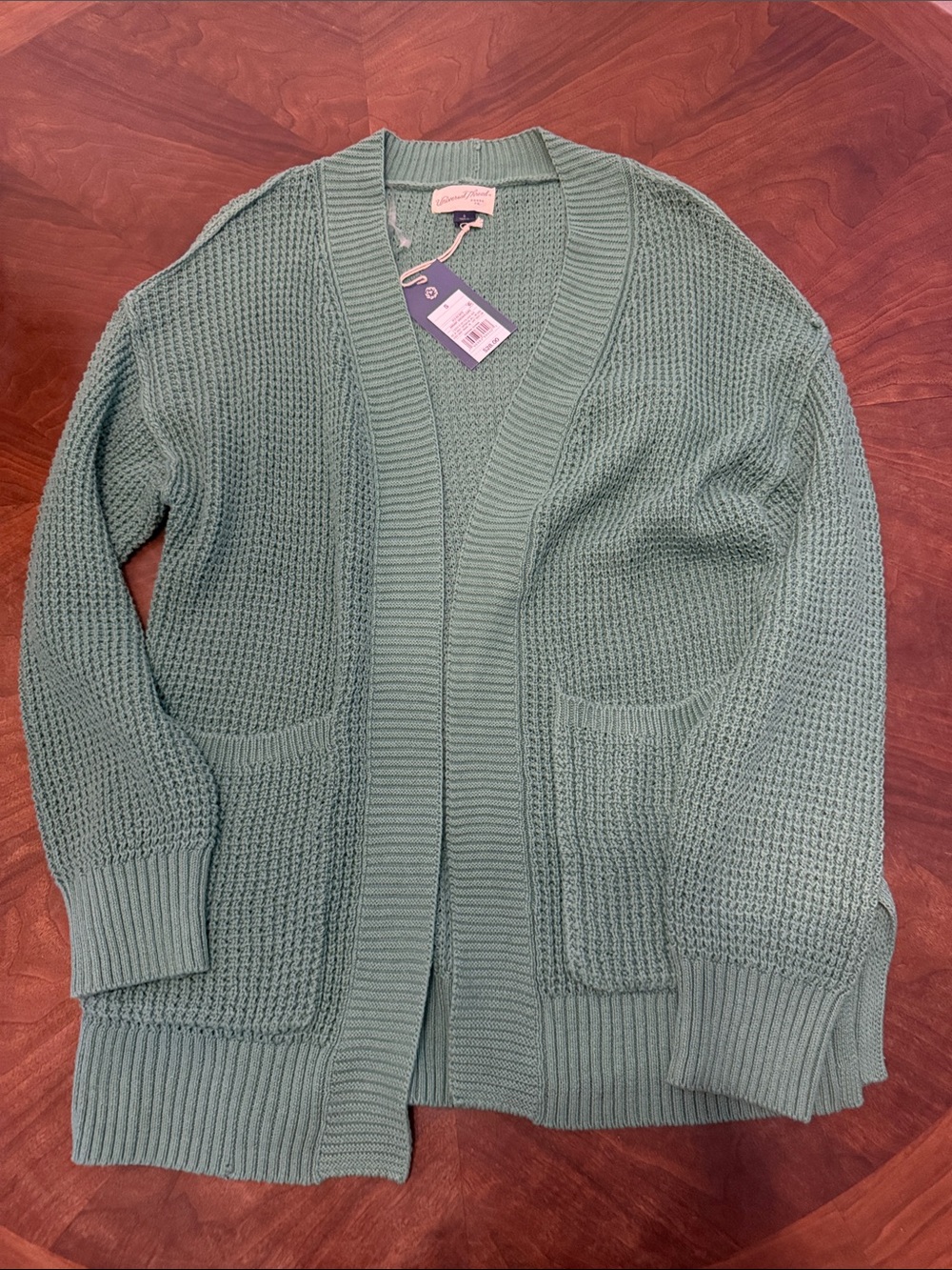 Universal Thread Deep Sage Green Open-Front Knit Cardigan